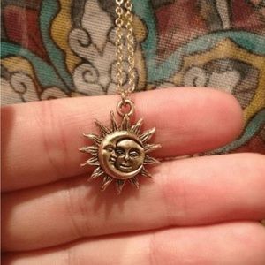 gold sun and moon pendant necklace
